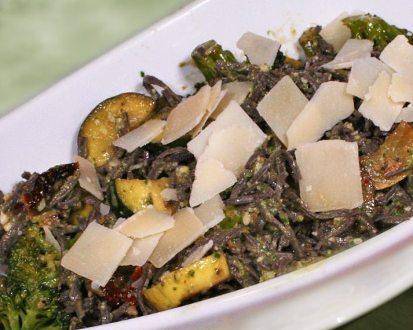 Almond Pesto and Black Bean Pasta